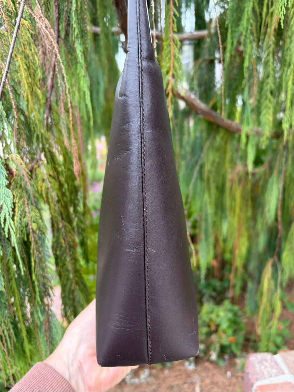Auth Gucci Chocolate Leather Vintage Shoulder Bag Mod Pop Minimalist Style - Picture 6 of 14